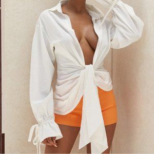 HOUSE OF CB EDEN TANGERINE BANDAGE SHORTS - MEDIUM